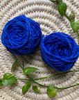 Display of indigo colored yarn