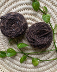 Display of brown colored yarn