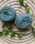 Display of teal colored yarn