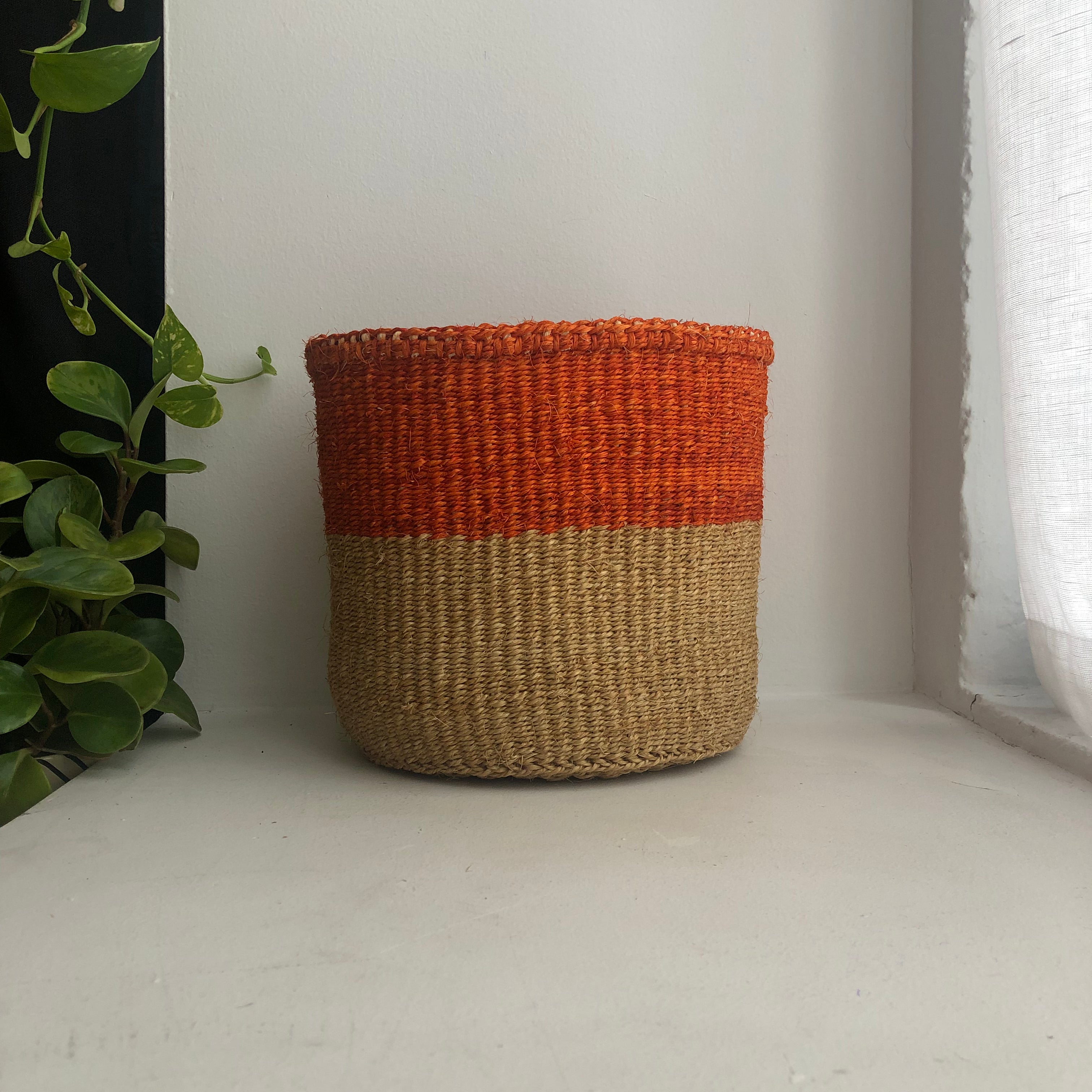 8" orange and natural basket