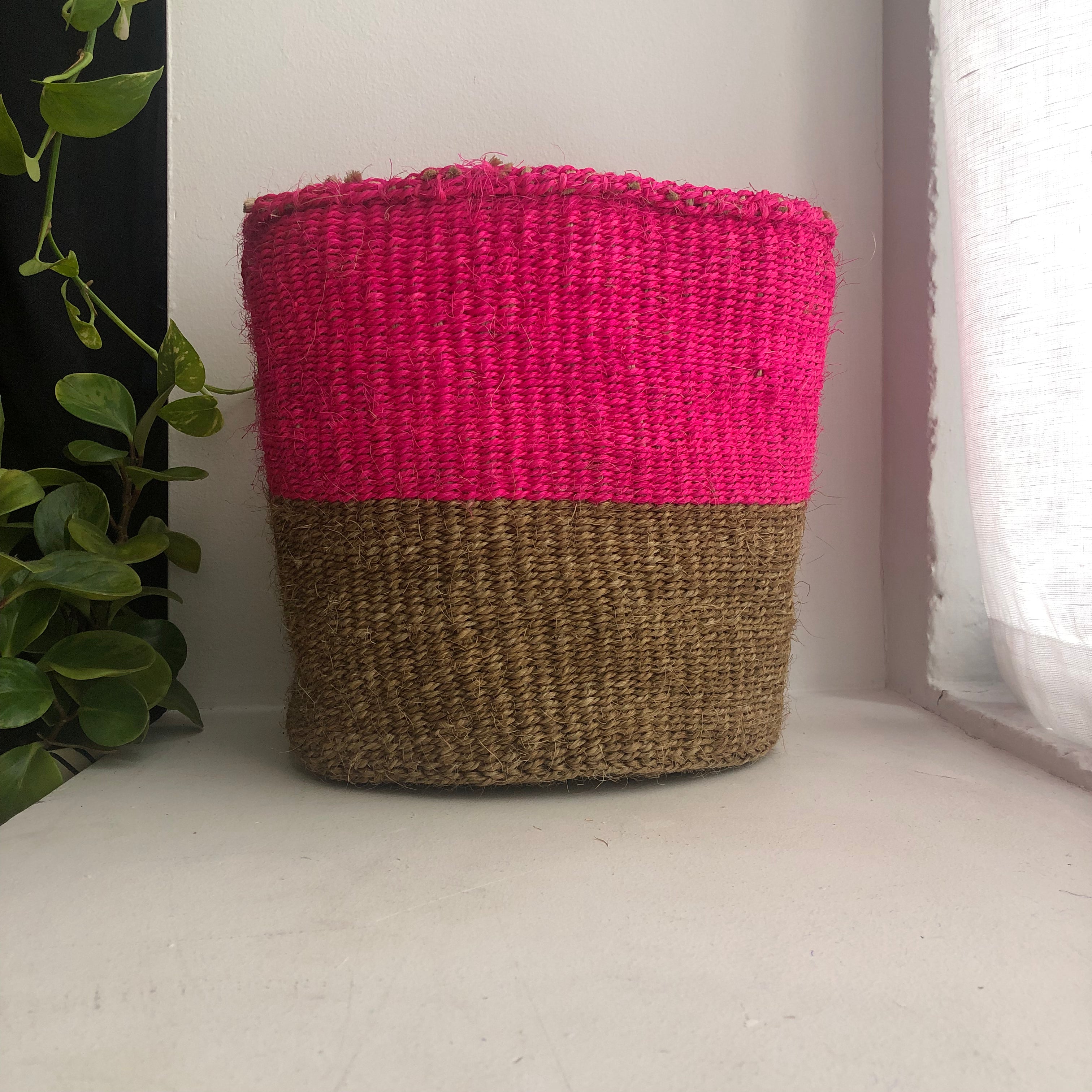 10&quot; pink and natural basket