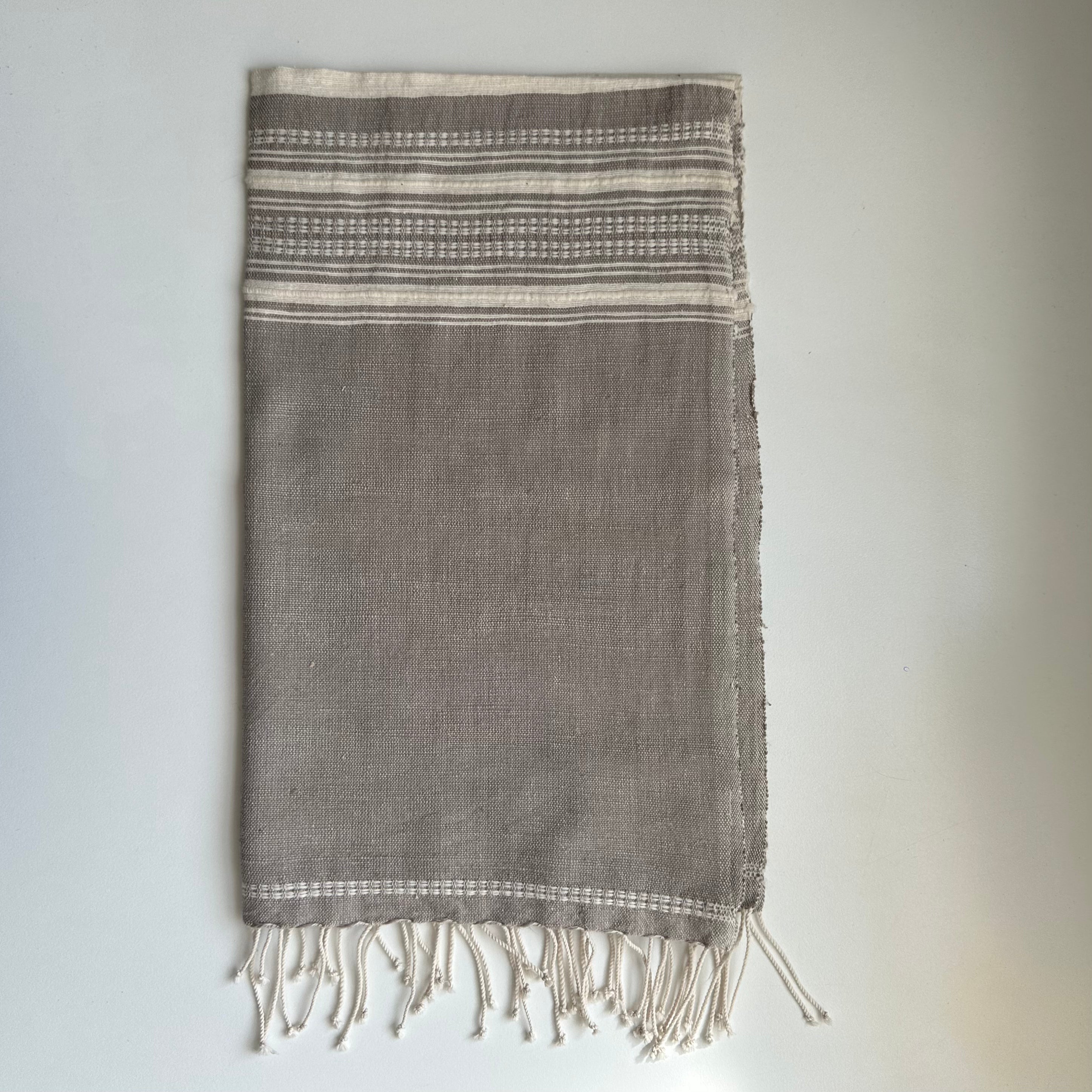 Ivory and Stone colored hand Ethiopian cotton hand towel