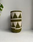 Display of khaki triangle vase