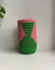 Display of green and pink vase