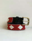 Red and White Beaded Belt