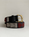 Metallic beaded belt with arrow print