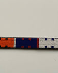Rainbow beaded belt with square geometric print