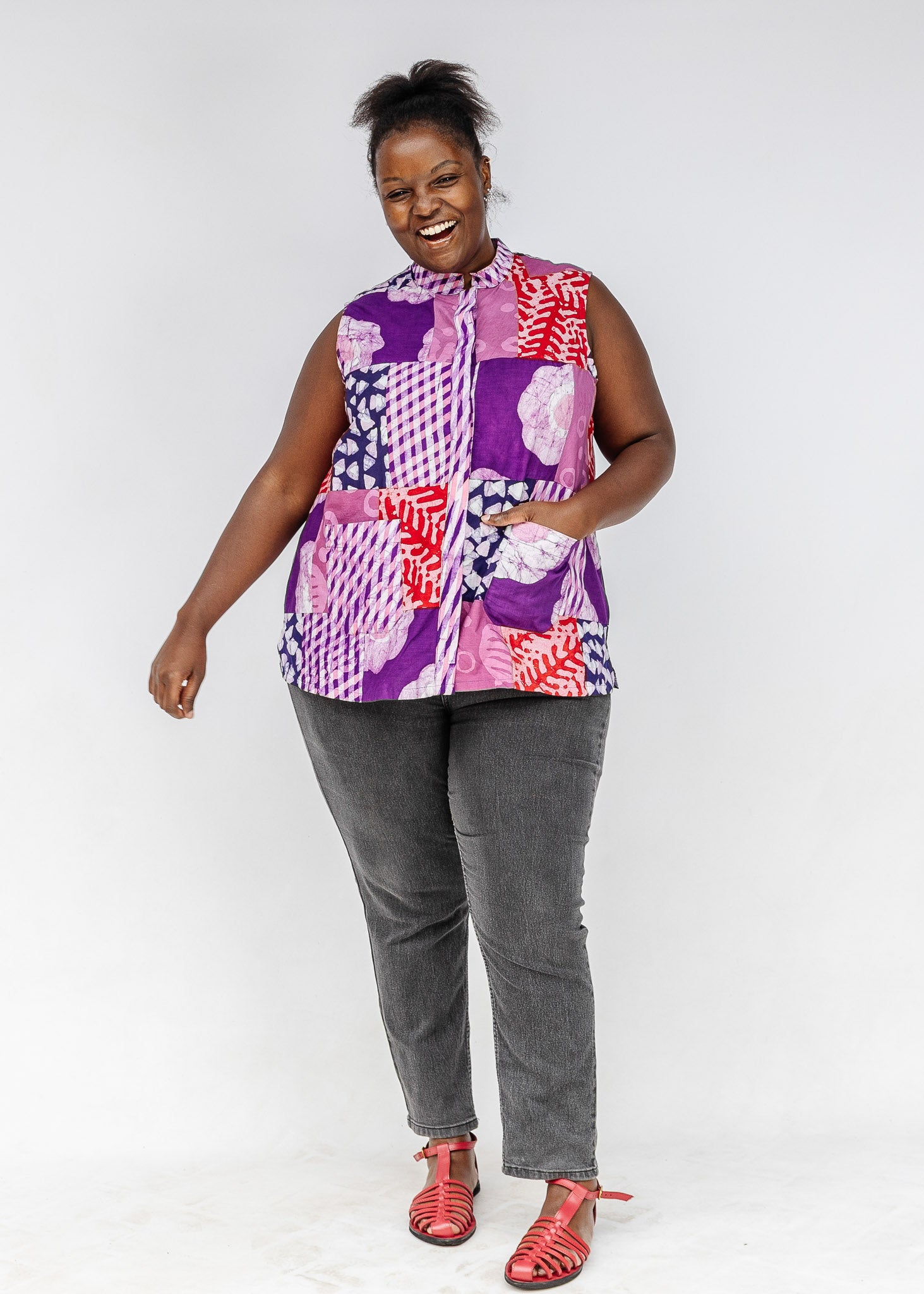 sahara ＊ Patchwork Circular Camisole Rooted Patchwork Sleeveless Shirt – Zuri