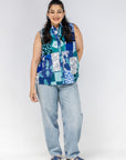 Morel Patchwork Sleeveless Shirt