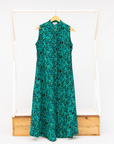 Display of teal floral maxi dress.