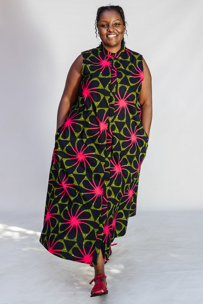 Zuri Women's Plumeria African Print Maxi, 2X