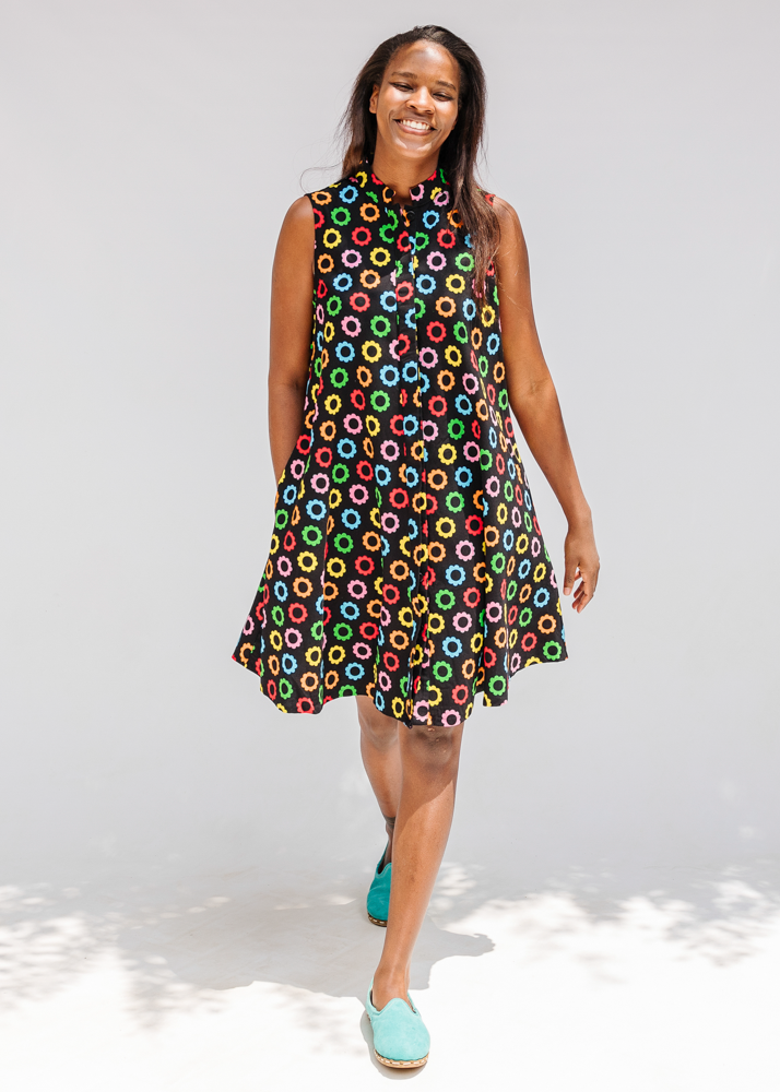 100 cotton sleeveless dress Zuri Women's Sidekick African Print Sleeveless Dress, XXS