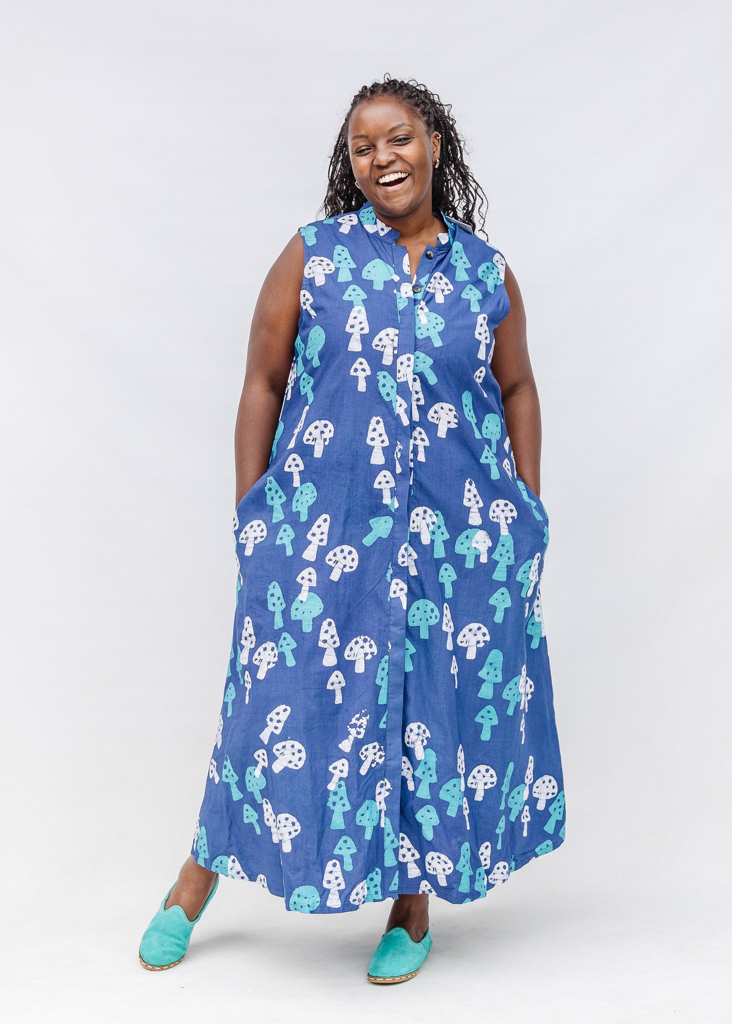 batik print maxi dress Water Mill Dress- Batik Leaf- Pink/White