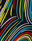 Close up display of pop art colored geometric print