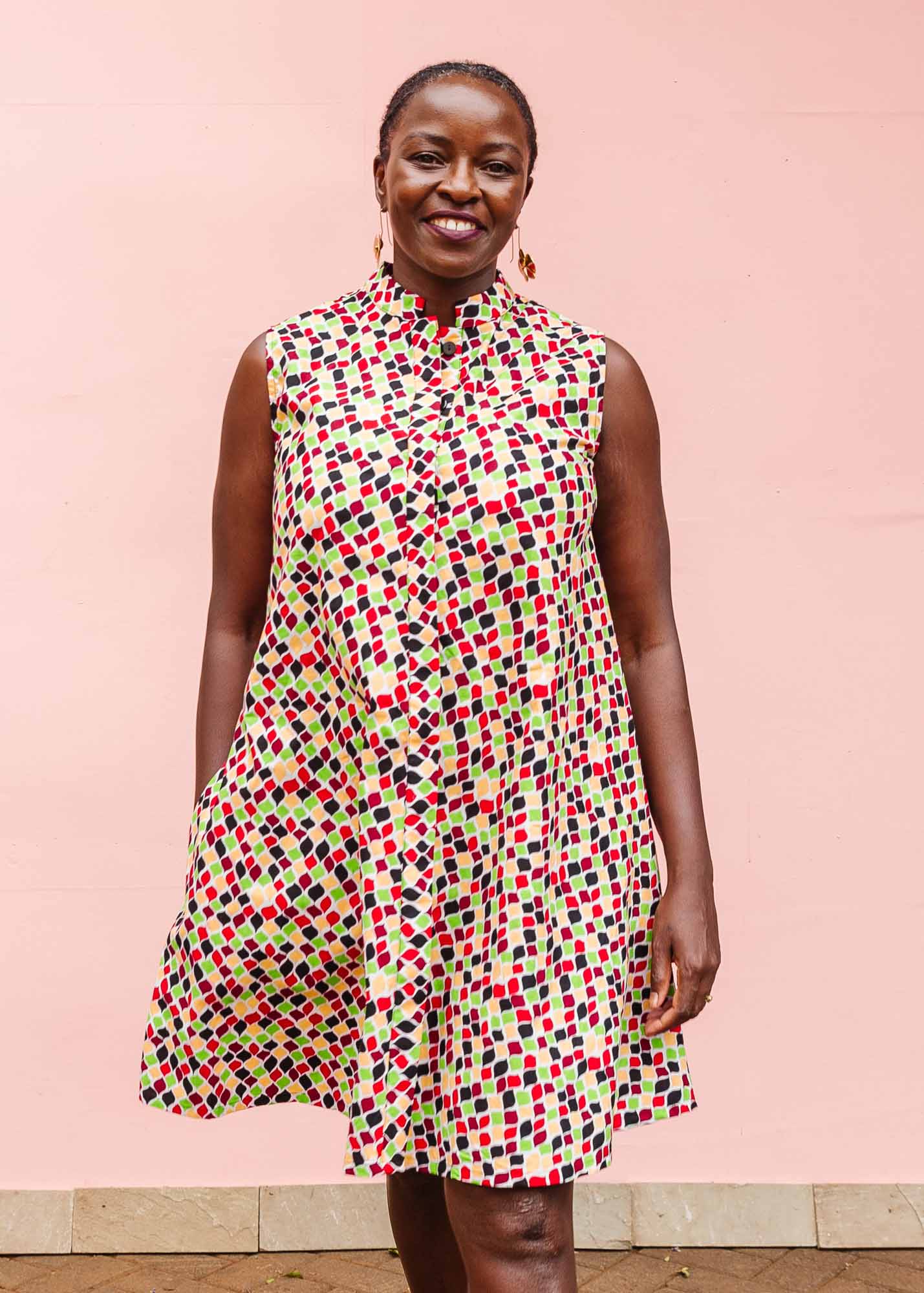 Zuri Women's Glitterbug African Print Dress, 1X