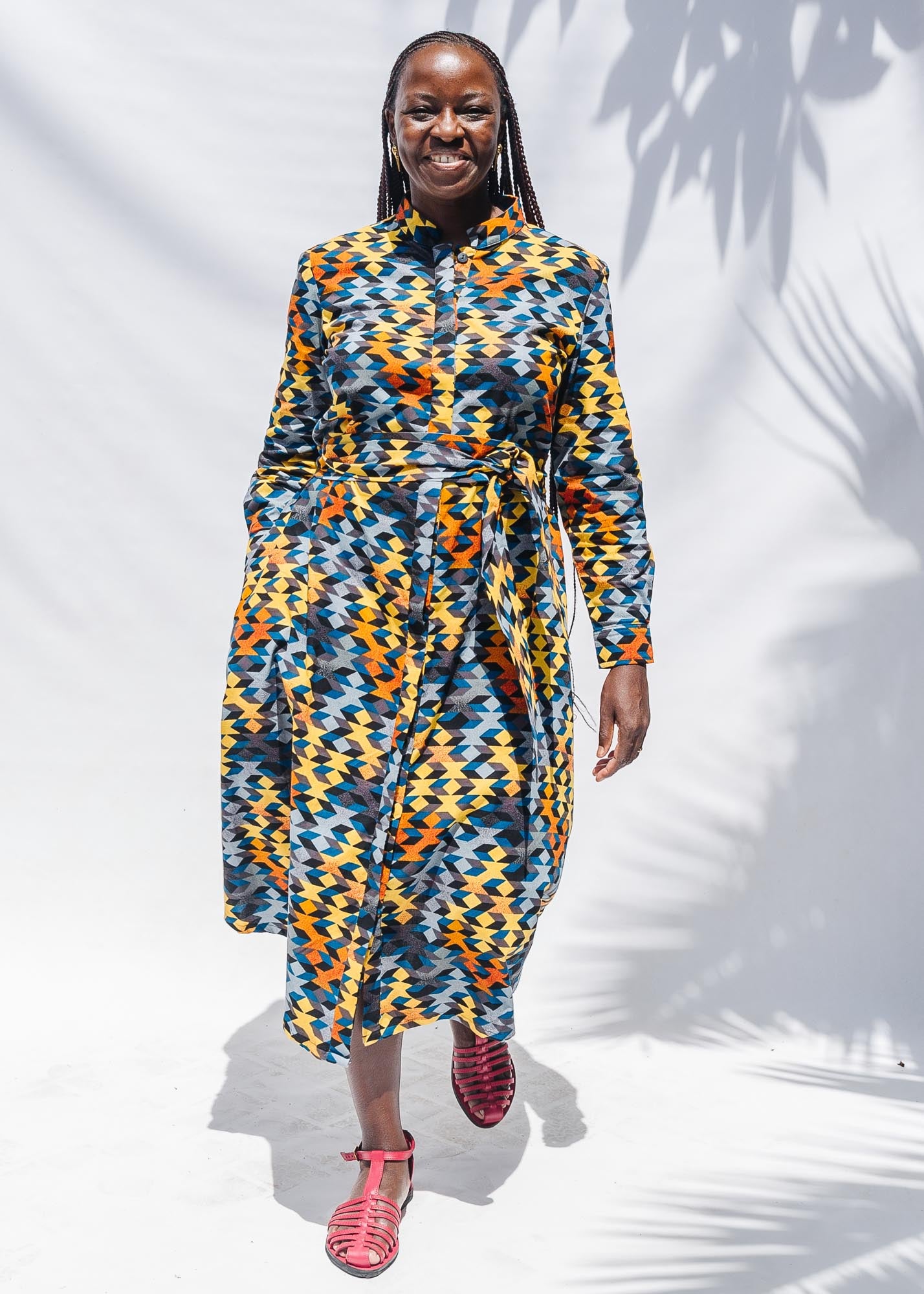 zuri midi dress Zuri Women's Glam African Print Dress, M