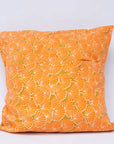 Display of 20x20 orange floral pillow case