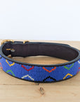 Blue and colorful triangle Masai beaded dog collar