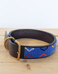 Blue and colorful triangle Masai beaded dog collar