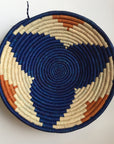 Blue and orange flower design woven bowl