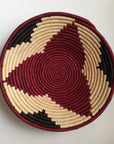 Red flower design woven bowl