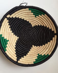 Black and green flower design woven bowl