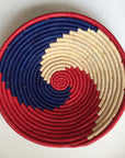 Red and blue swirl woven bowl