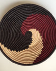 Burgundy and black swirl woven bowl