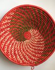 Red and green swirl woven bowls