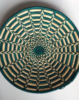 Green and cream woven bowl