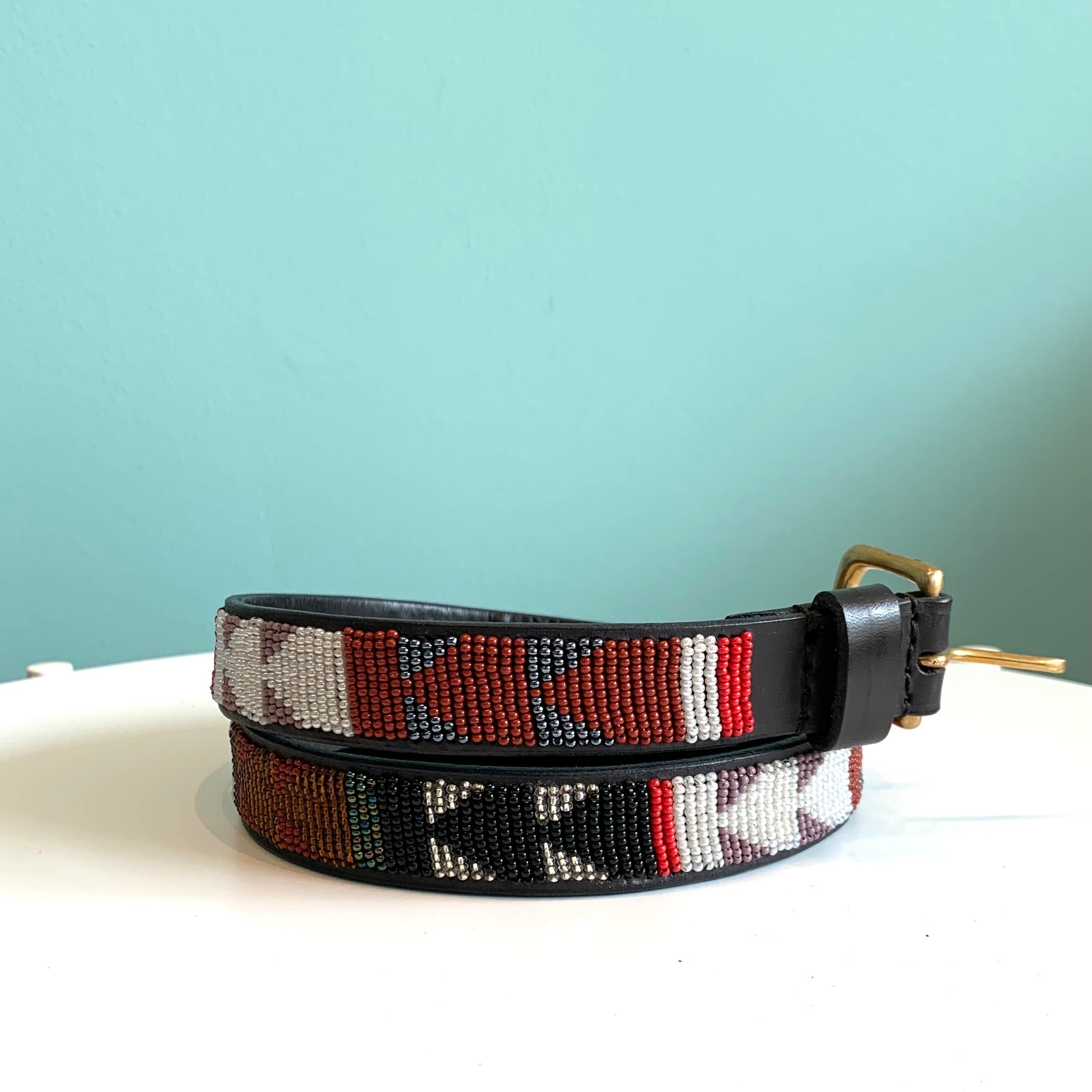 African Leather belt, Beaded belt, Handmade belt, Maasai beaded leather belt
