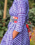 Patchwork print wrap belt