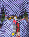 Patchwork print wrap belt