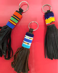 Leather beaded keychain