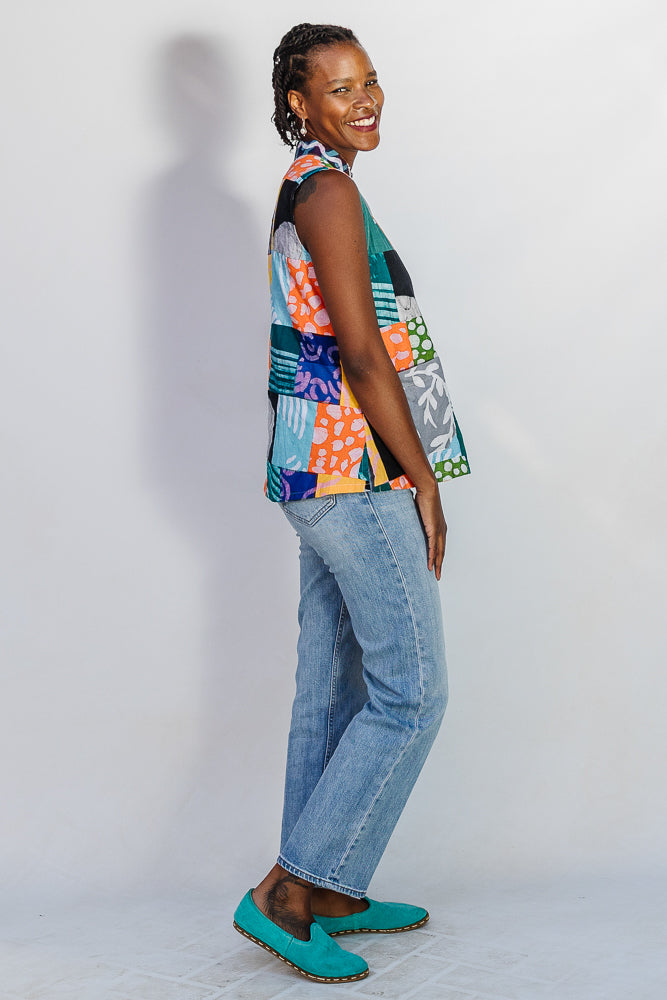 Batik Patchwork Sleeveless Shirt – Zuri