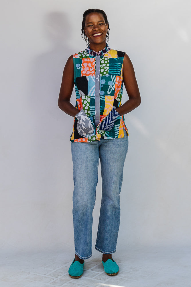 sahara ＊ Patchwork Circular Camisole Batik Patchwork Sleeveless Shirt – Zuri
