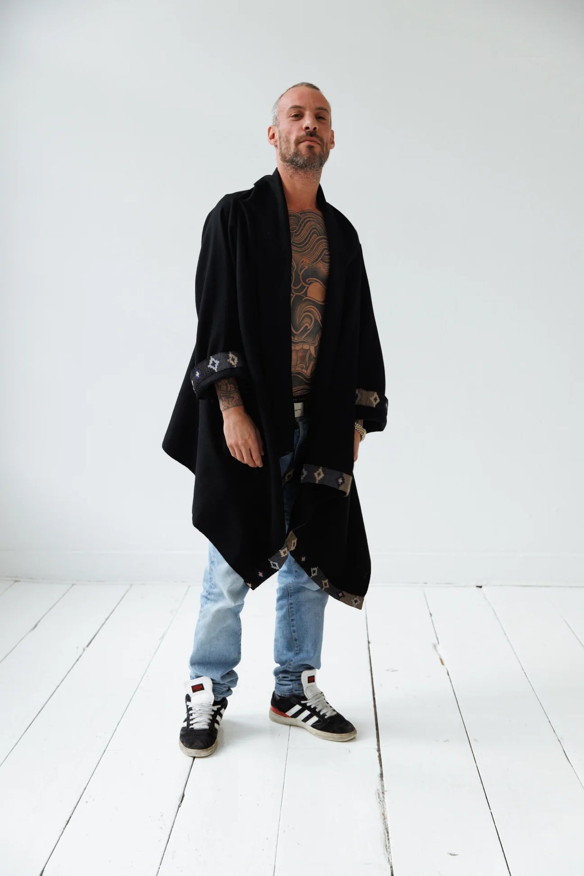 Julahas Wool Cape Coat Cocoon Black