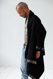 Julahas Wool Cape Coat Cocoon Black