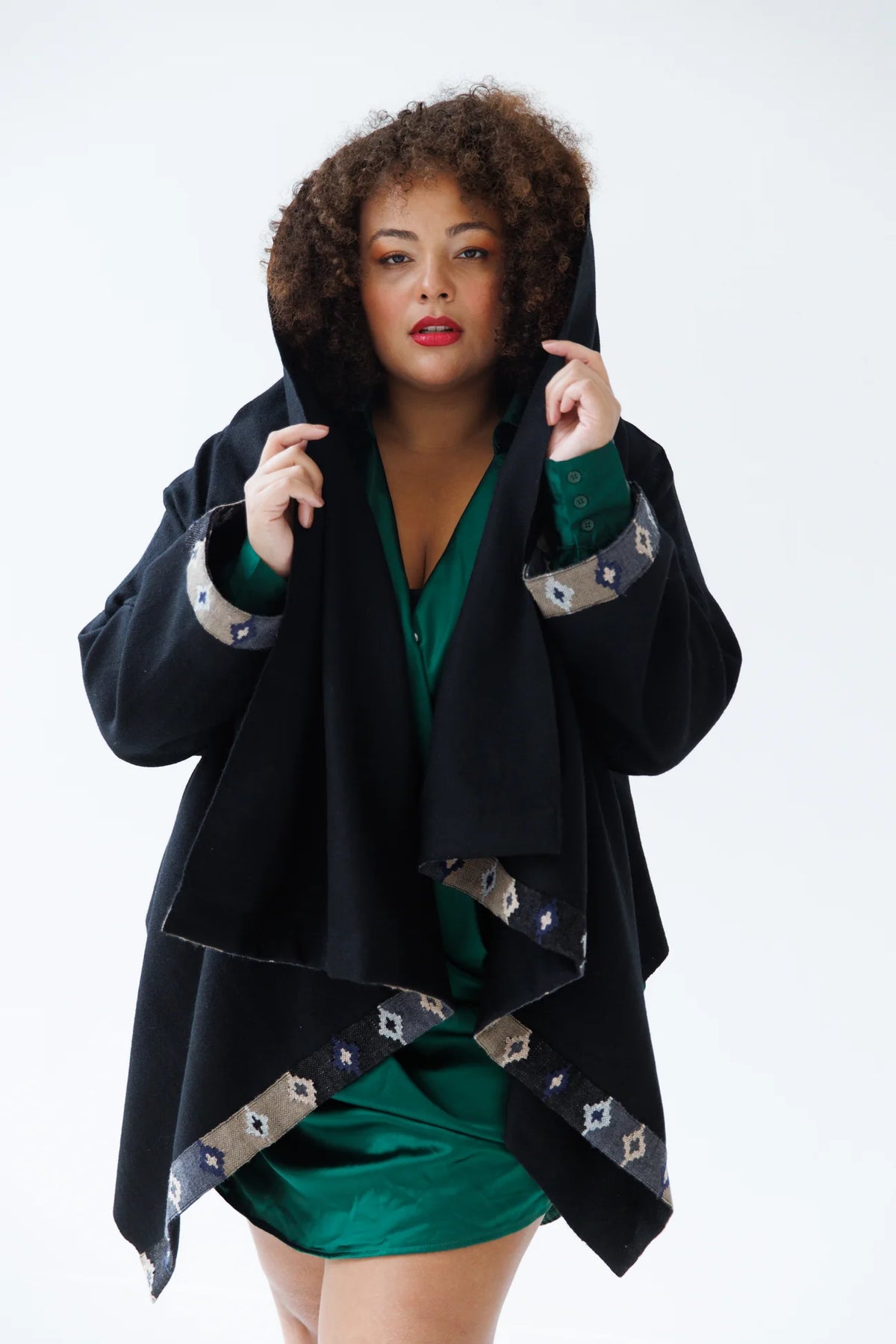 Julahas Wool Cape Coat Cocoon Black