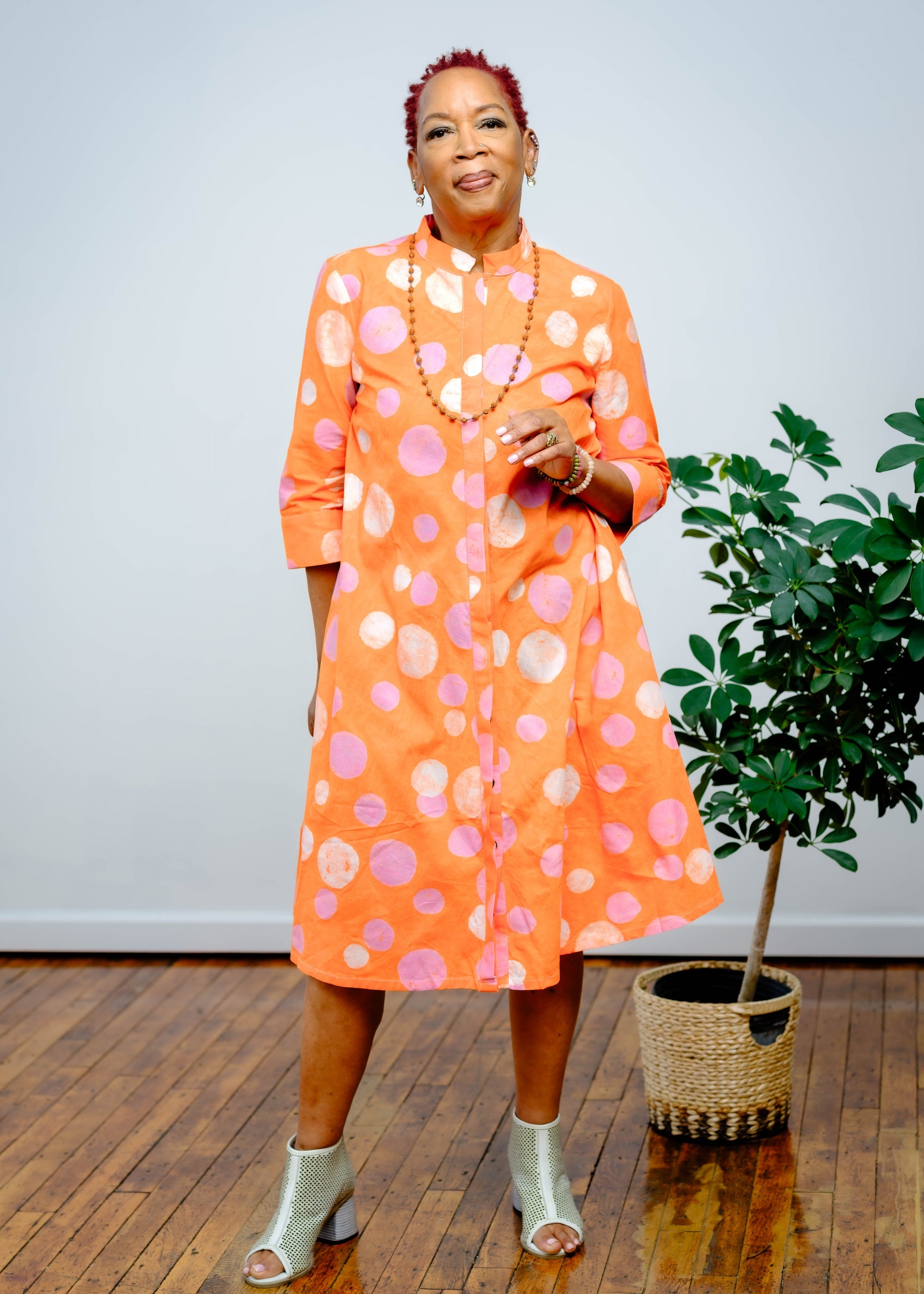 orange dress with white polka dots Roasted Clementine Polka Dot Dress, Orange Everyday Chic Boutique