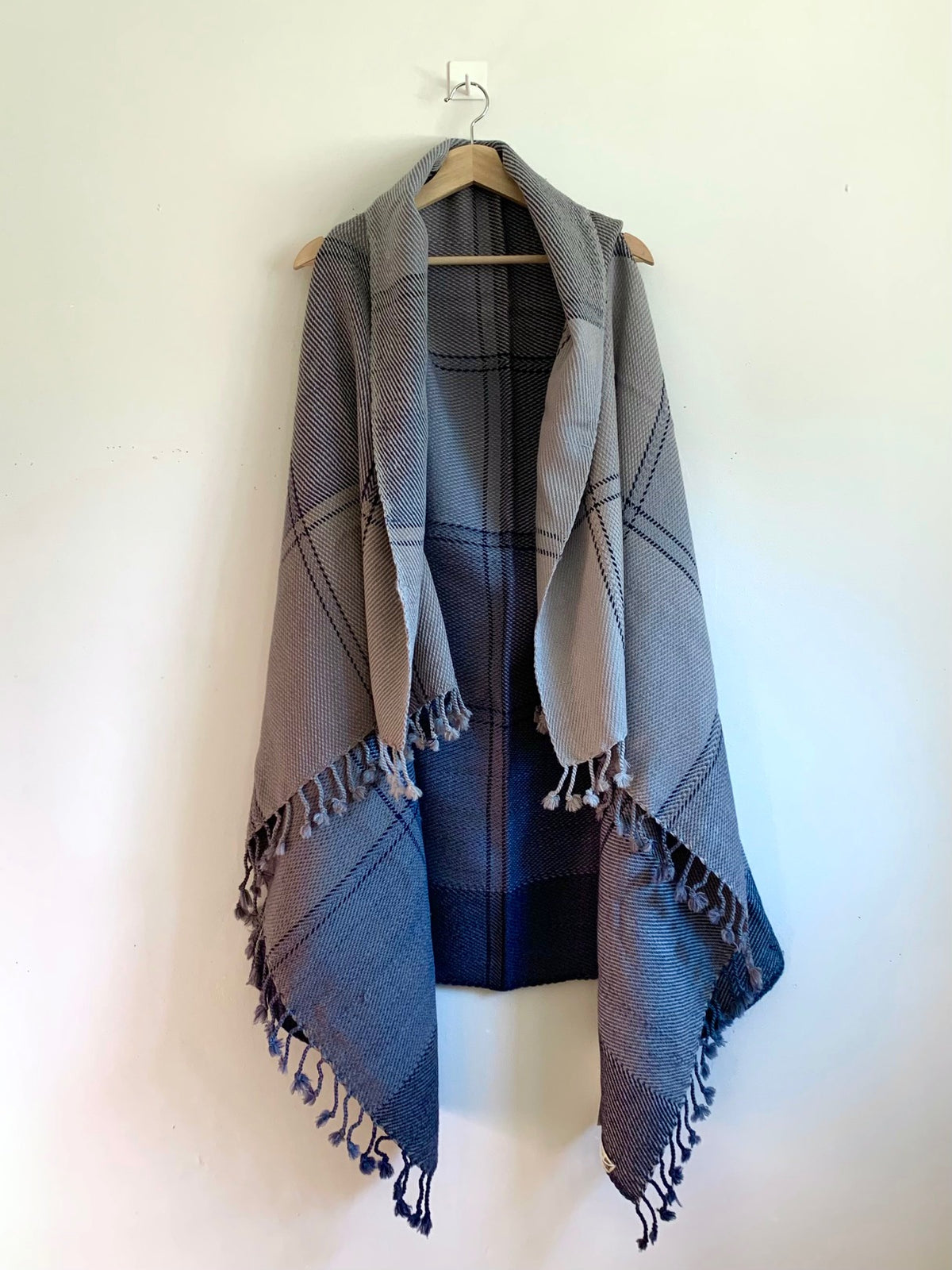 Julahas Plaid Multi-Grey Wool Cape