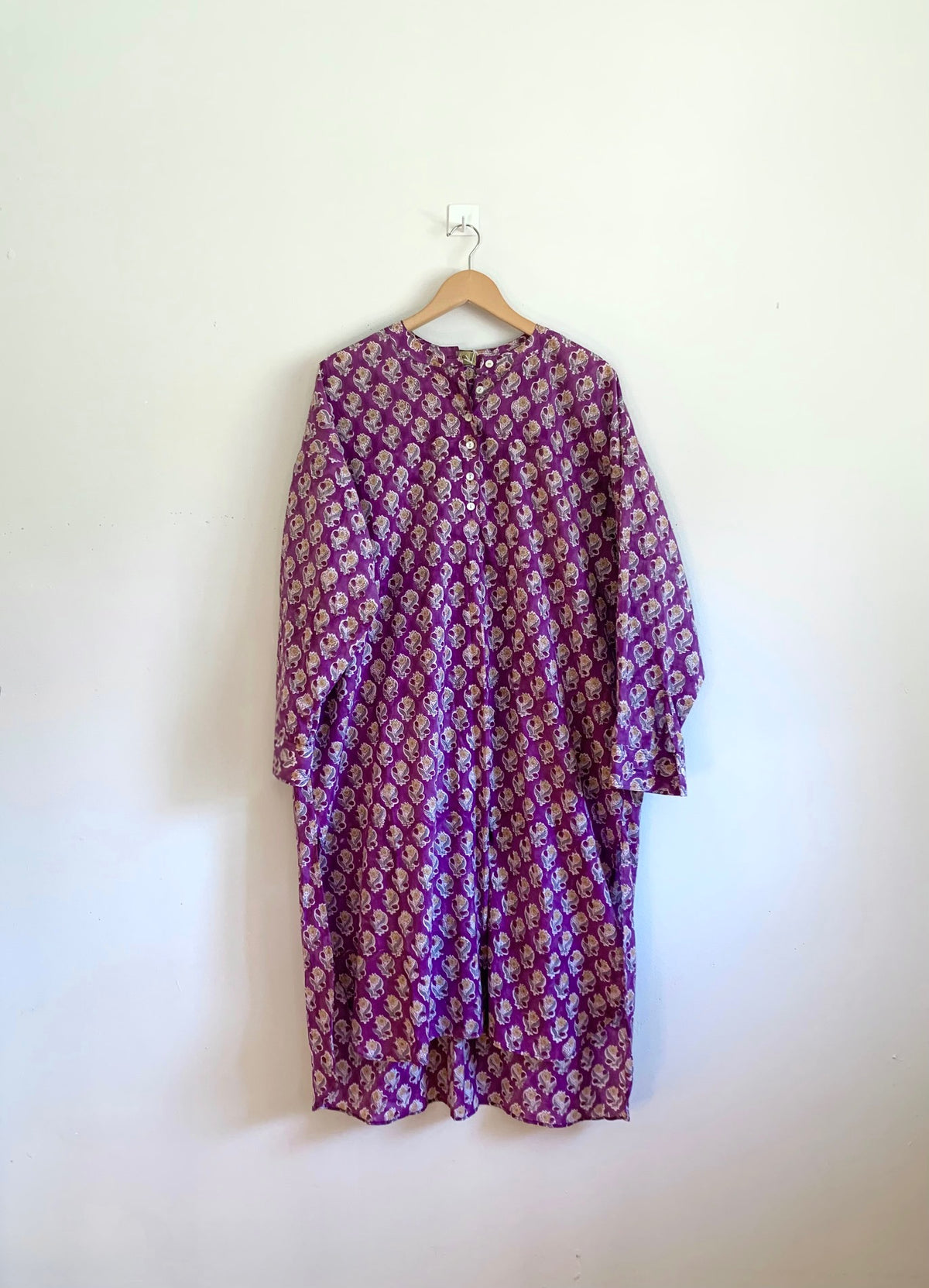 Julahas Blockprint Cotton Kaftan Long Sleeved