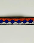 orange, blue and white geometric patterned beaded belt