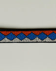 orange, blue and white geometric patterned beaded belt
