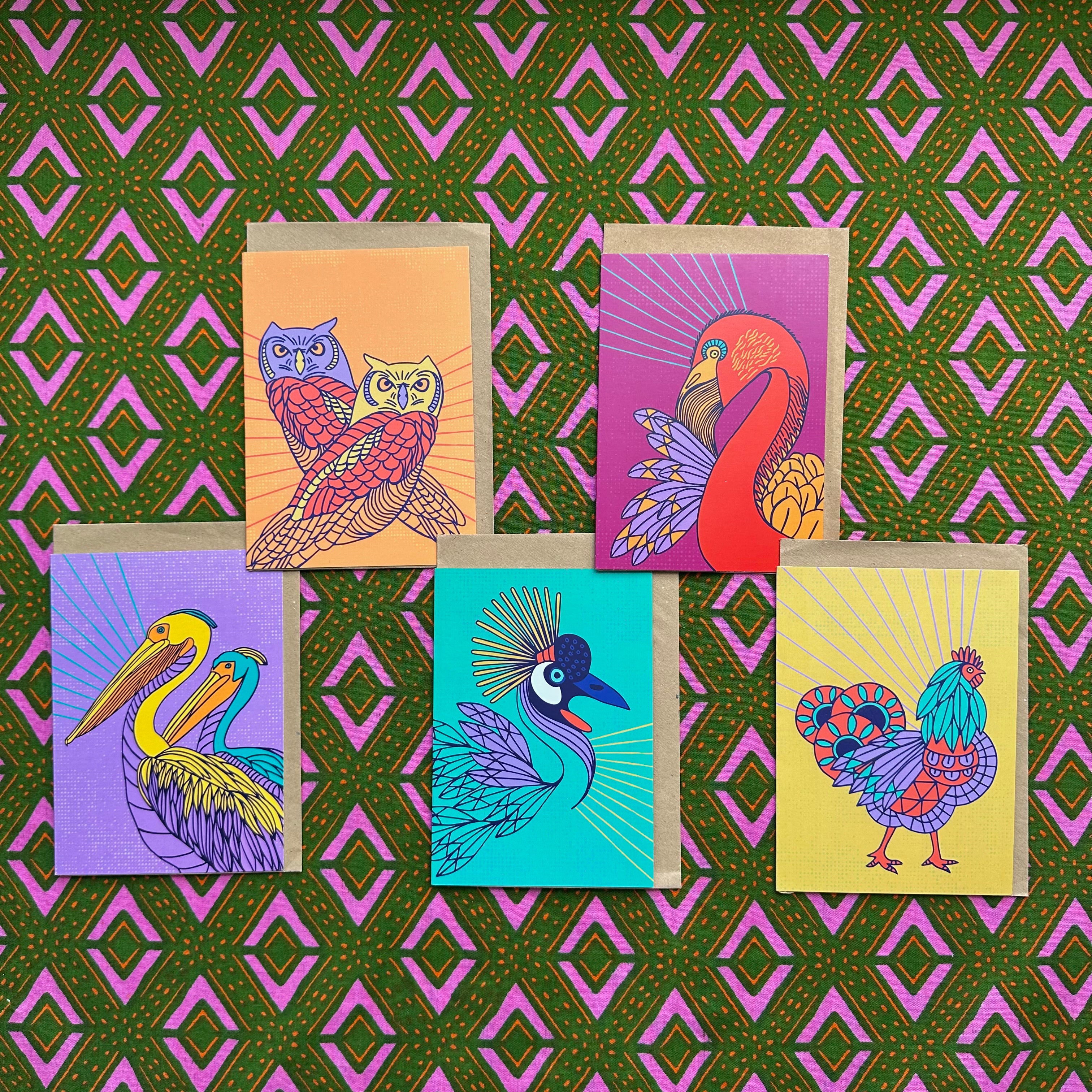 The display of bird inspired greeting cards 