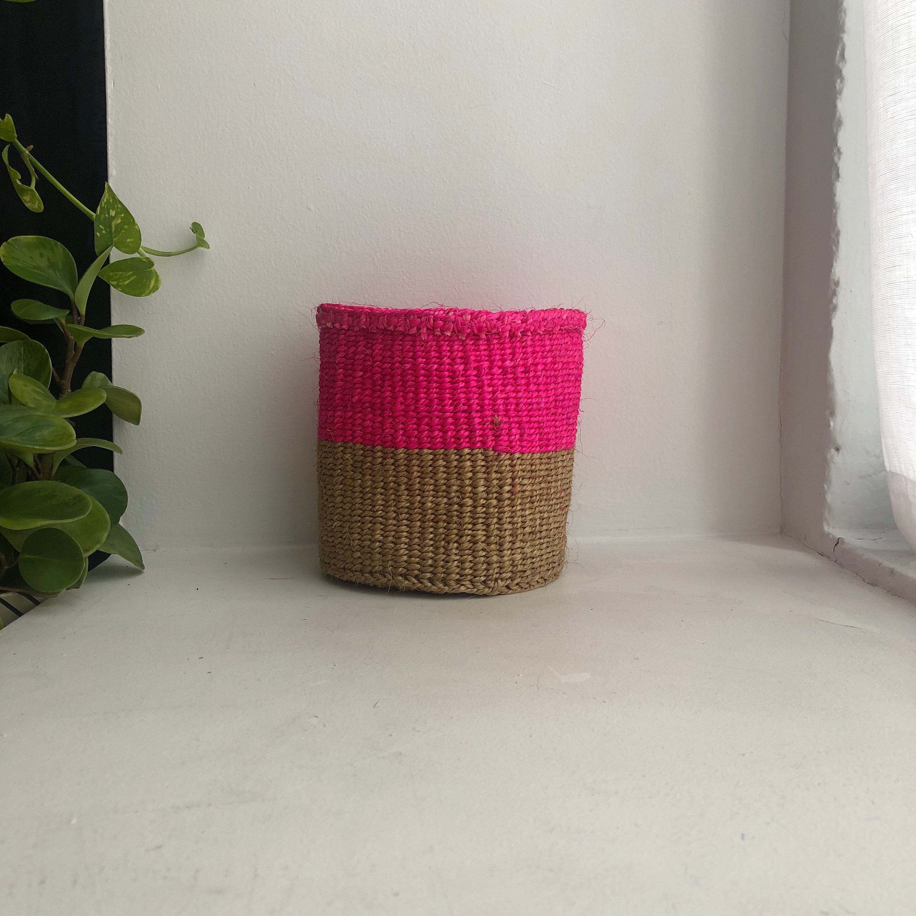 6" pink and natural basket