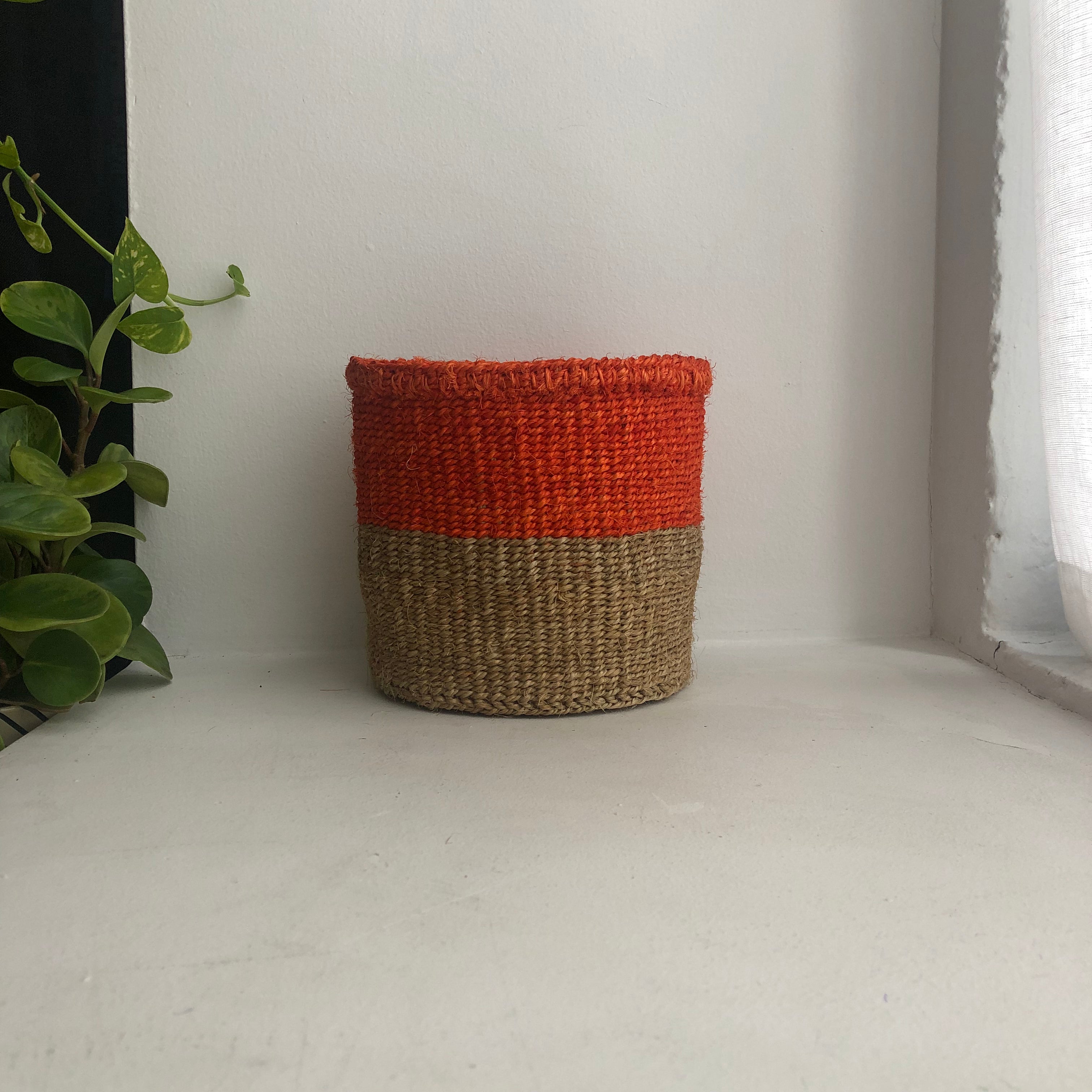 6" orange and natural basket