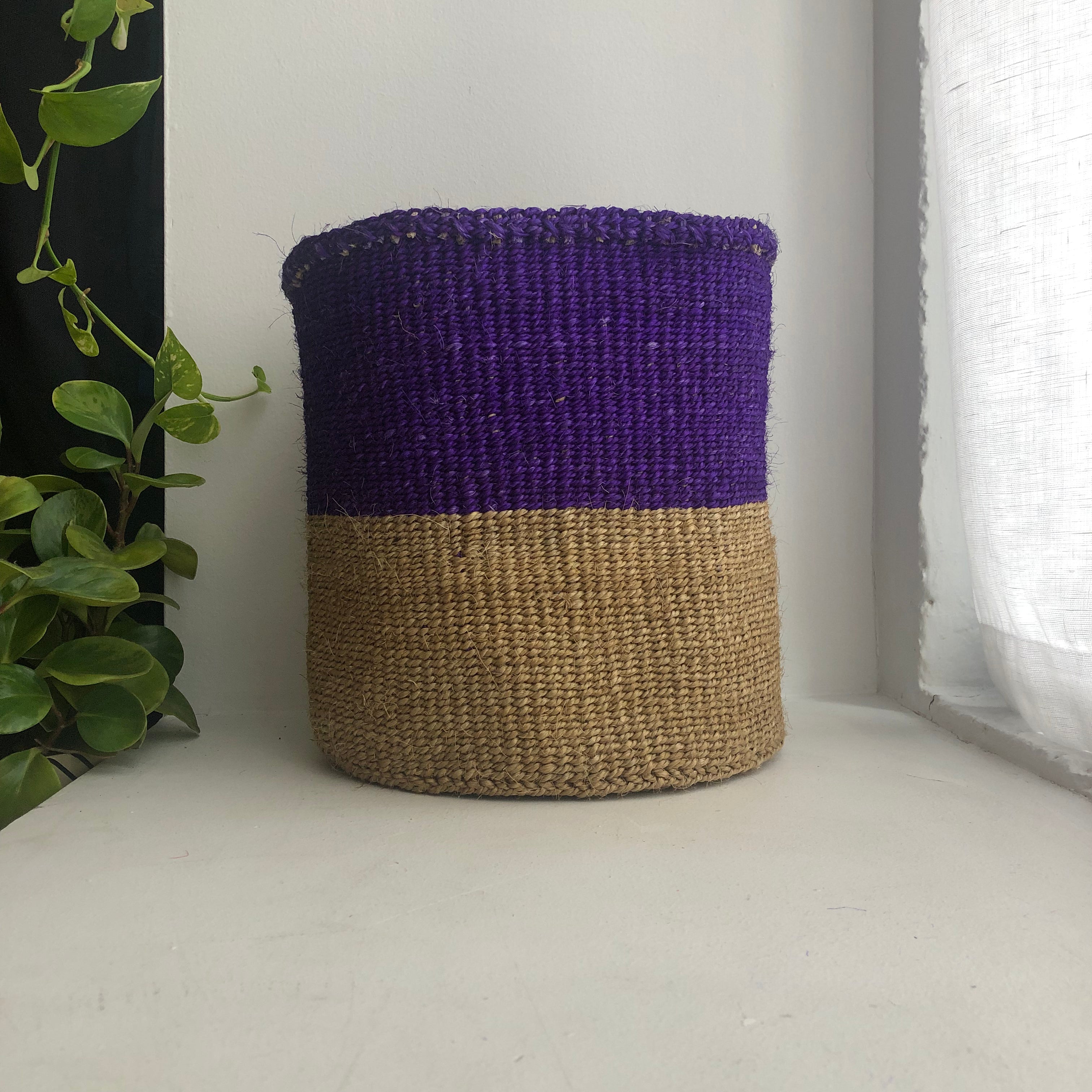 10&quot; purple and natural basket