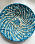 Blue and cream woven bowl