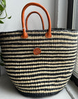 black striped handle basket